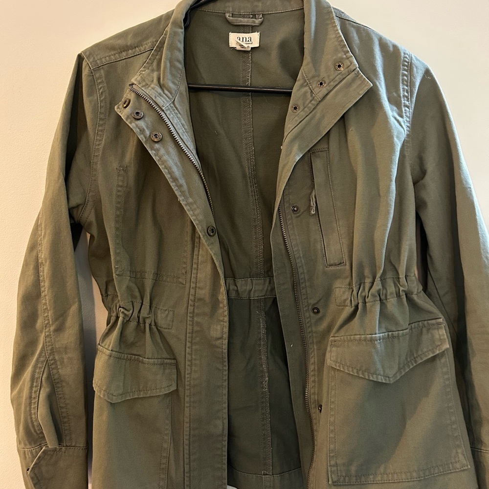 a.n.a Green Utility Jacket with Drawstring Waist